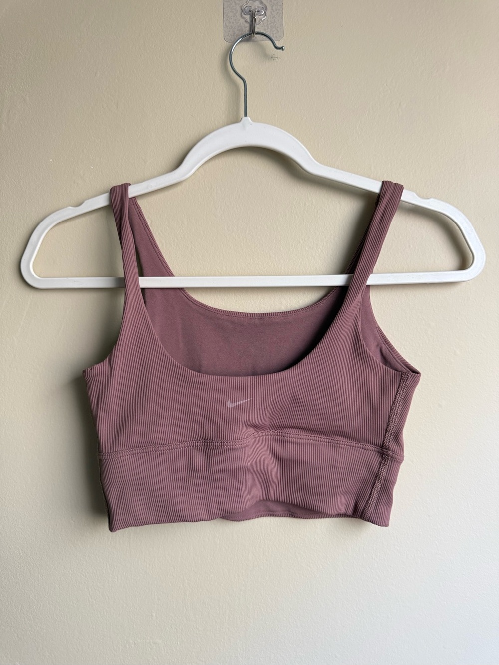 Nike Ribbed Longline Sports Bra Crop Top Pink Mauve Women’s Size S - Picture 4 of 4